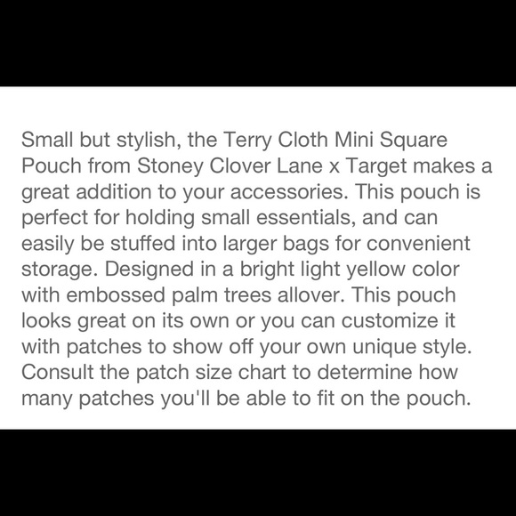 💛🌴 Stoney Clover Lane x Target Yellow Terry Palm Tree Mini Square Pouch 🌴💛 - Picture 7 of 8